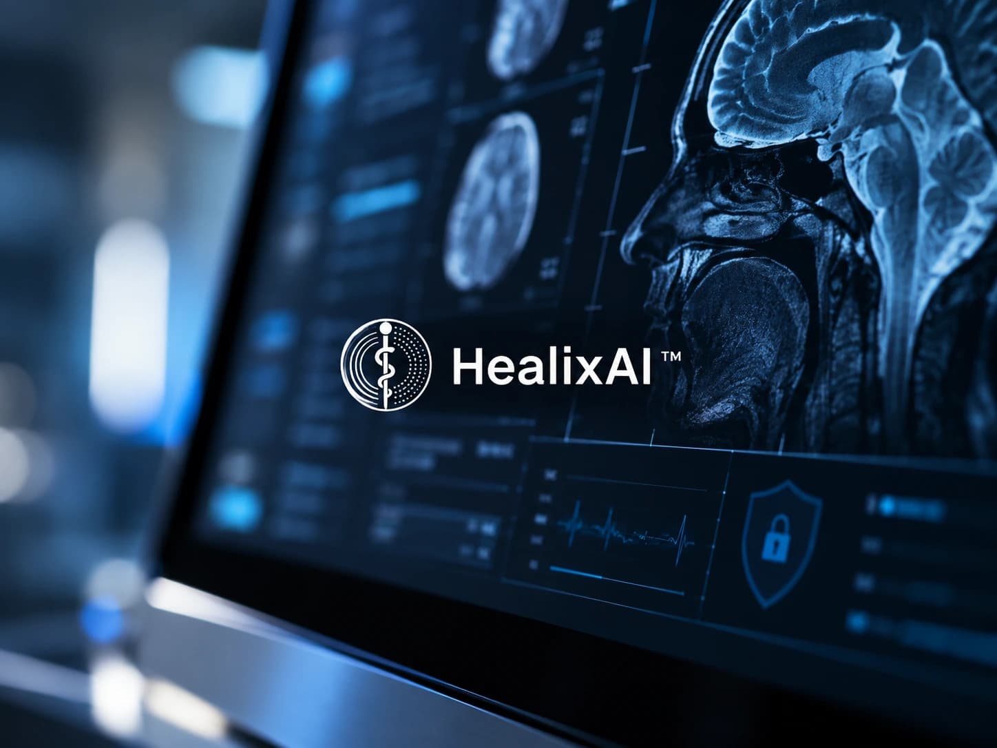 HealixAI branding over a blue medical imaging display